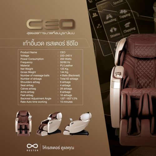 เก้าอี้นวดไฟฟ้า RESTER CEO สี Caviar Gold