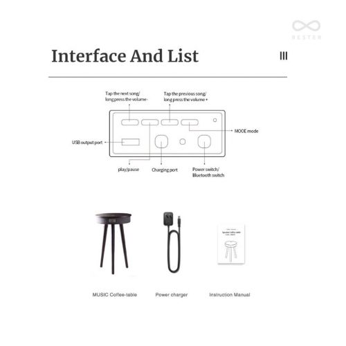 โต๊ะลำโพงบลูทูธ พร้อมที่ชาร์จไร้สาย Rester รุ่น Wireless Table