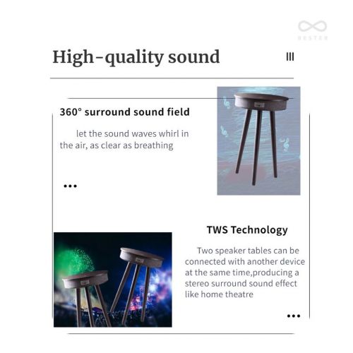 โต๊ะลำโพงบลูทูธ พร้อมที่ชาร์จไร้สาย Rester รุ่น Wireless Table